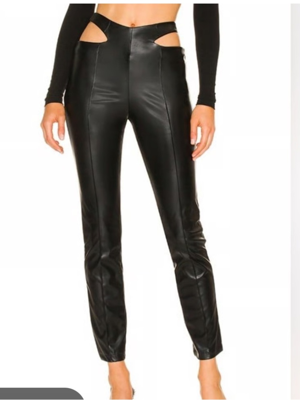 NWT Superdown Cutout High-Waist Faux Leather Pants in Black